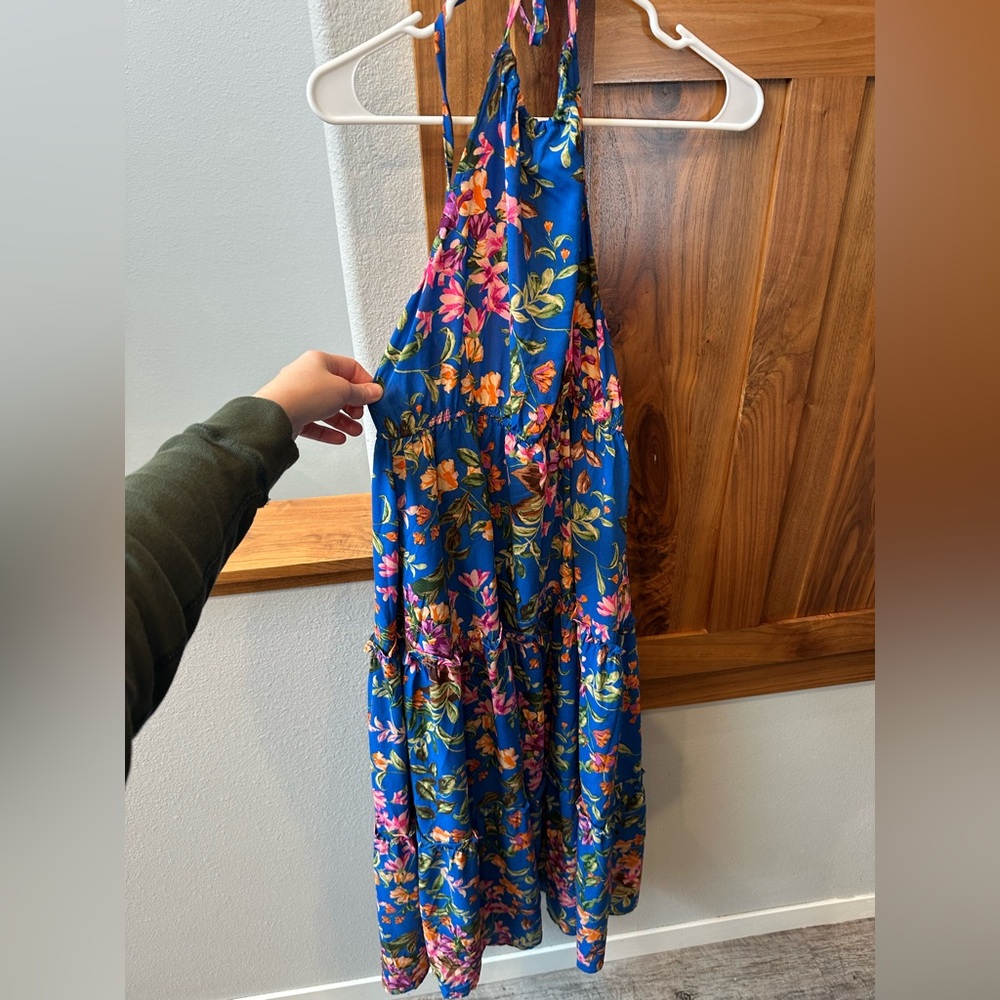 Floral Halter-Top Blue Dress